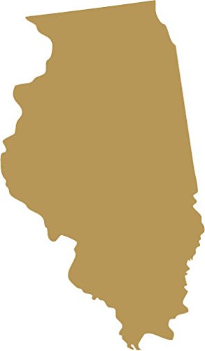 Picniva Gold Illinois IL State Map Vinyl Decal for Car Window Laptop, 3 in - Color: gold - Size: 3 inches