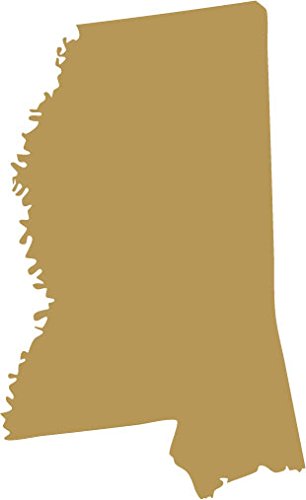 Picniva Gold Mississippi MS State Map Vinyl Wall Decal, 10 in