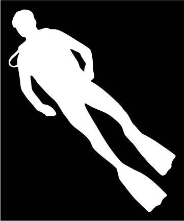 Picniva Diver Type2 Vinyl Car Window Decal, Approx 5 in