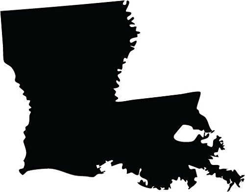 Picniva Black Louisiana LA State Map Vinyl Wall Decal, 3 in