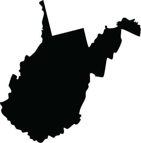 Picniva Black West Virginia Map Removable Vinyl Wall Decal, 15 in Wide