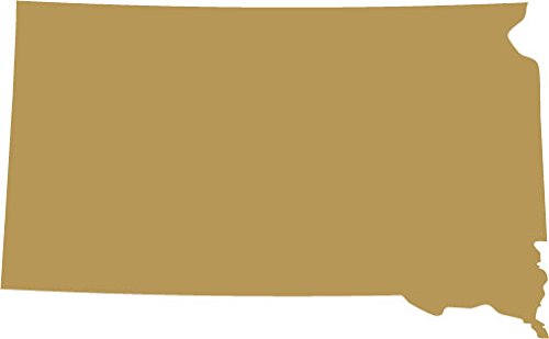 Picniva South Dakota State Map Removable Vinyl Wall Decal, Gold, 3 in Wide