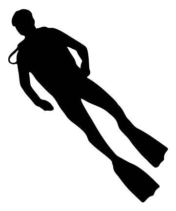 Picniva Scuba Diver Upright Silhouette Removable Vinyl Wall Decal