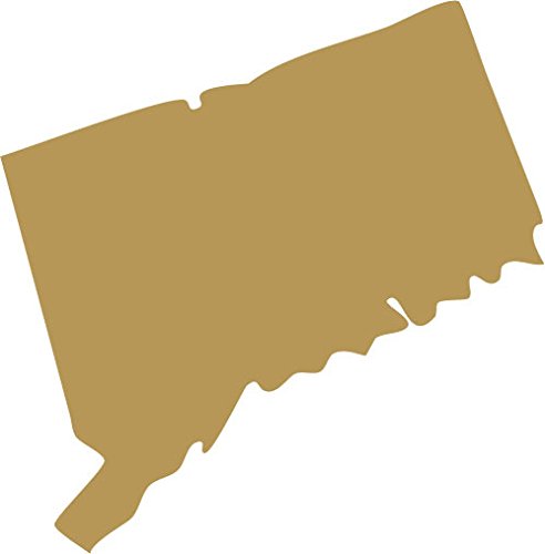 Picniva Connecticut State Map Vinyl Car Window Decal, Gold, 3 in Wide