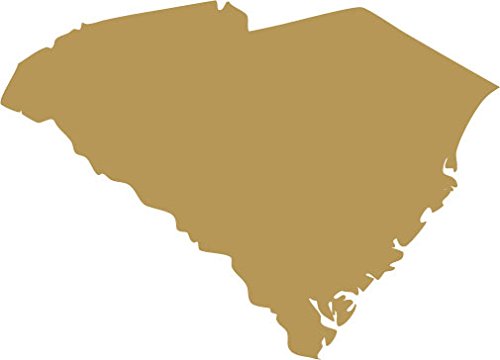 Picniva South Carolina State Map Vinyl Wall Decal, Gold, 3 in Wide