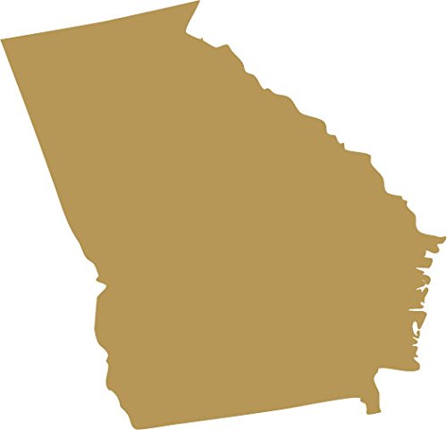 Picniva Georgia GA Map Removable Vinyl Wall Decal, Gold, 3 in