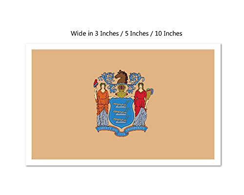 Picniva New Jersey State Flag Vinyl Car Bumper Window Sticker, 10 in Wide