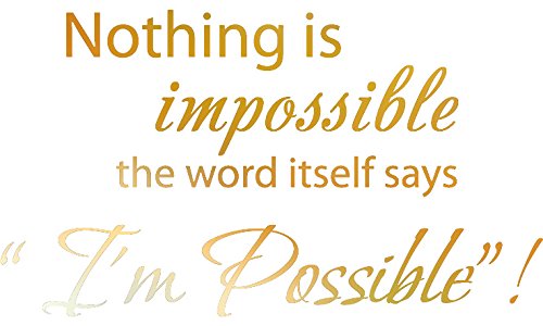 Picniva Nothing Is Impossible Wall Decal, Gold Chrome Mirror 22 x 12.5 in