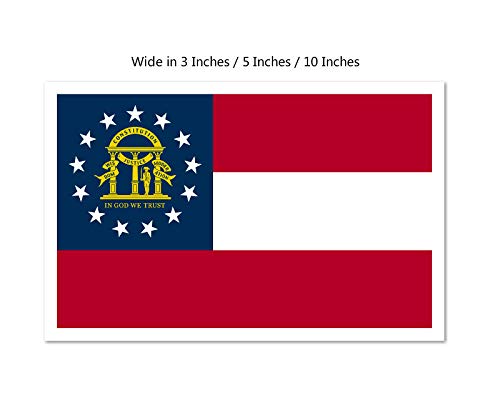 Picniva Georgia State Flag Vinyl Car Bumper Window Sticker, 10 in Wide