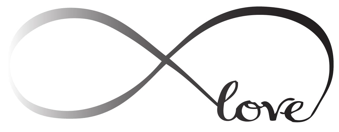 Picniva Infinity Love Wall Decal, Silver Chrome Mirror, 10 x 28 in