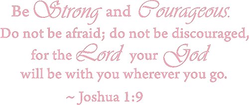 Picniva Joshua 1:9 Bible Verse Wall Decal, Pink, 10 x 22 in