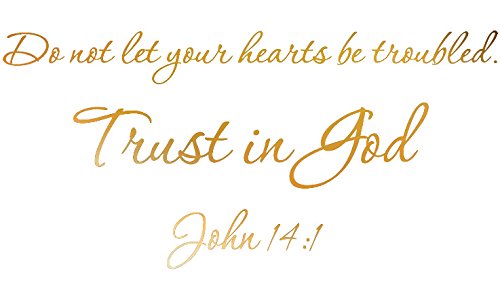 Picniva John 14:1 Bible Verse Wall Decal, Gold (Chrome Mirror), 22 x 10 in