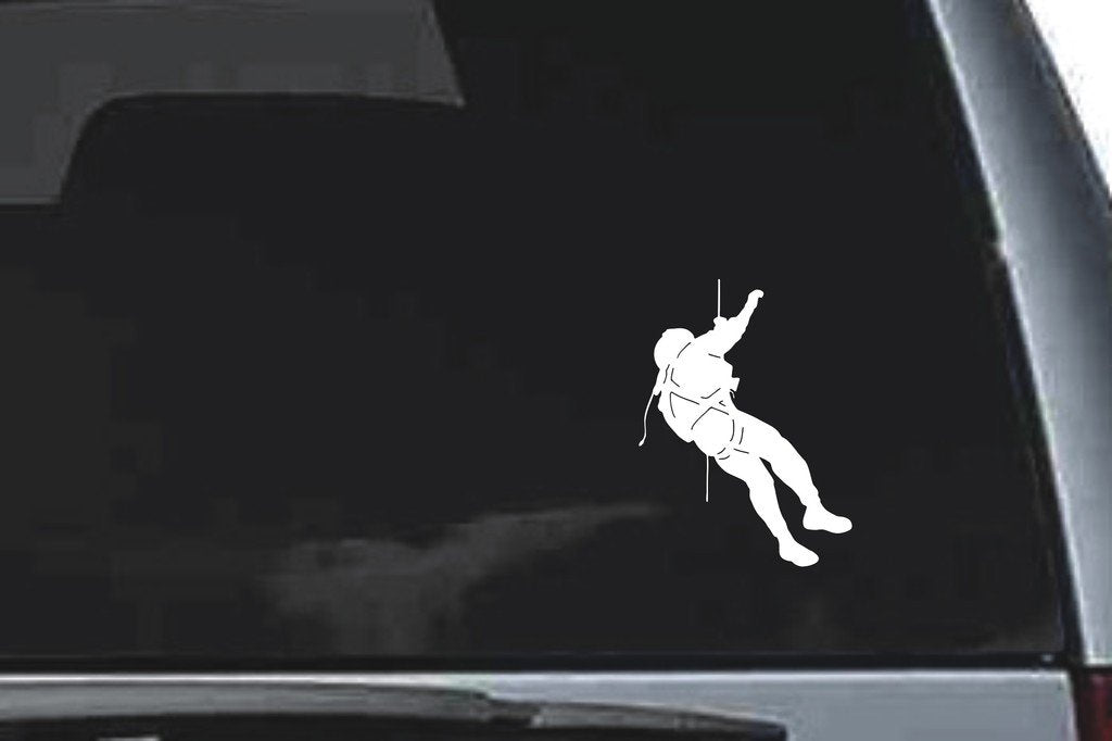 Picniva Rope Rescue Figure Sty1 Vinyl Car Window Decal, Approx 5 in