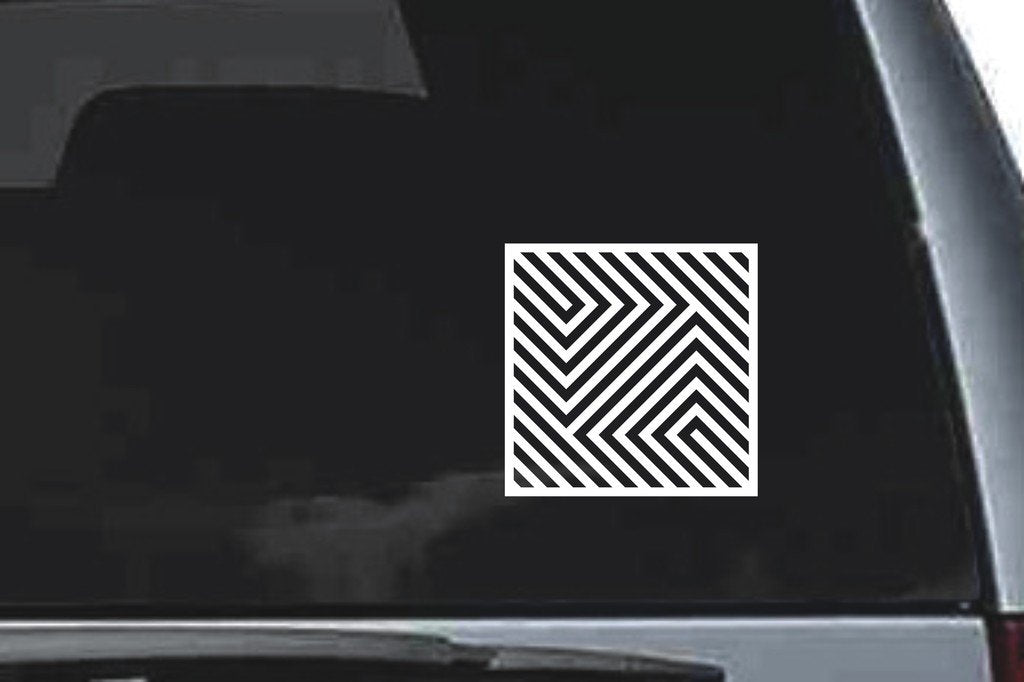 Picniva Angled Line Square Sty111 Vinyl Car Window Decal, Approx 5 in
