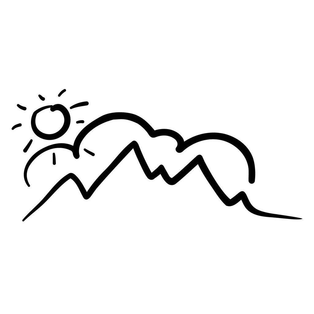 Picniva Mountain Sun Outline Vinyl Car Body Side Decals, Two Pack