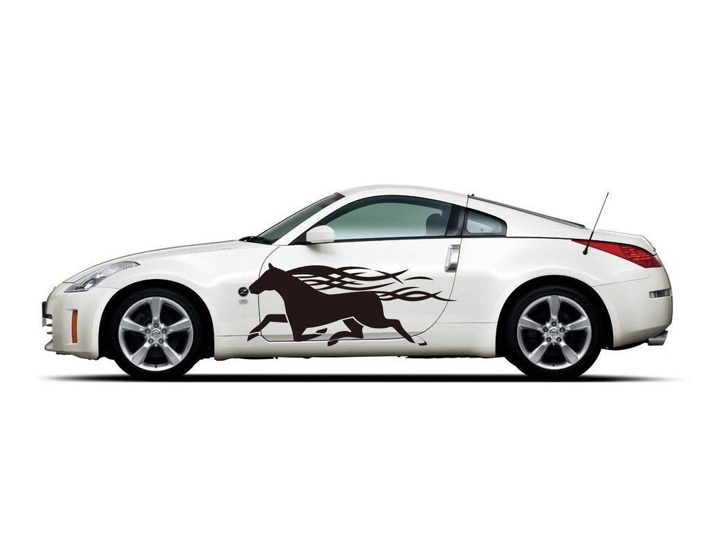 Picniva sty488 Vinyl Racing Stripes Car Body Side Decals, 2-Piece Set