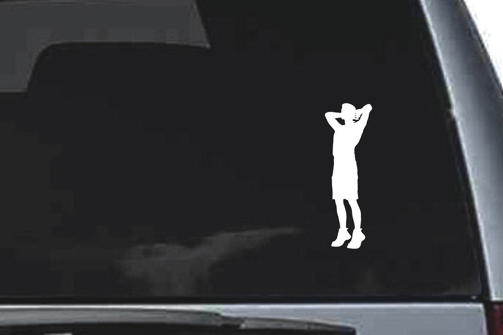 Picniva Stretching Sty1 Vinyl Car Window Decal, Approx 5 in