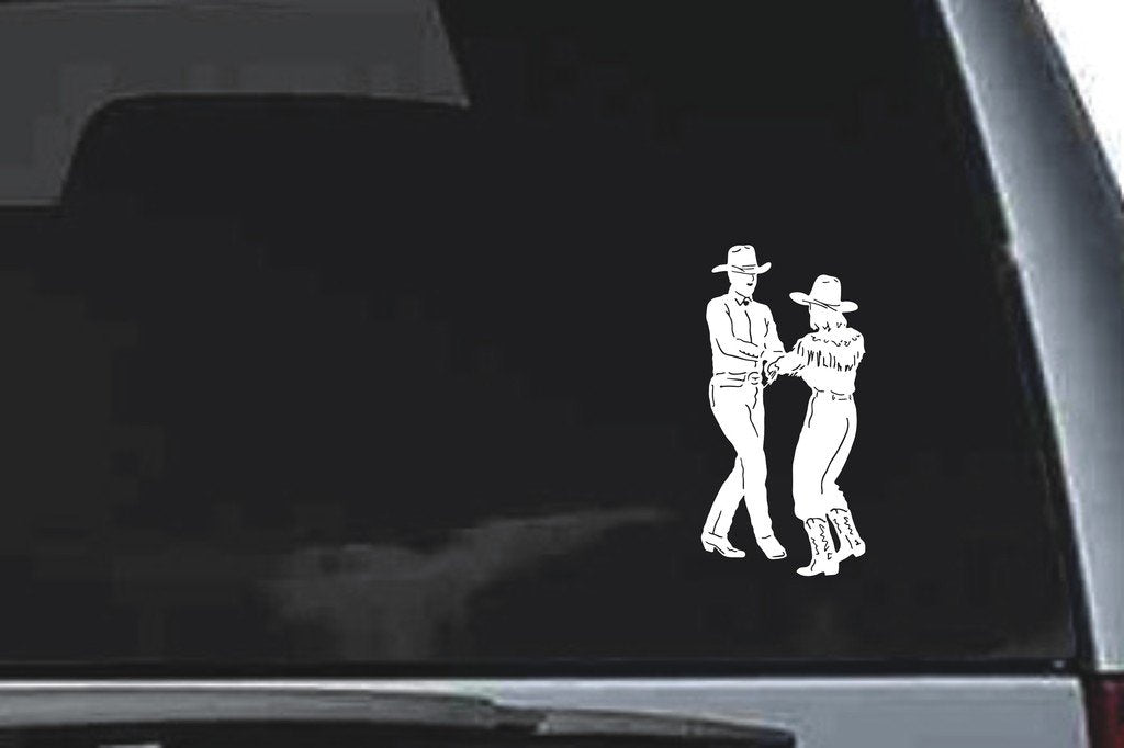 Picniva Square Dance Sty2 Vinyl Car Window Decal, Approx 5 in