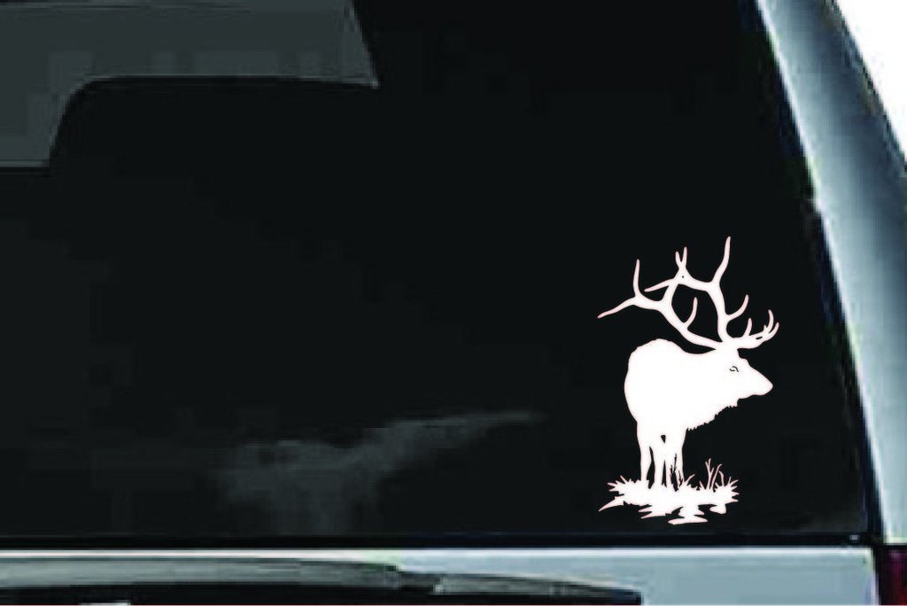 Picniva Elk Bull Sty1 Vinyl Car Window Decal, Approx 5 in