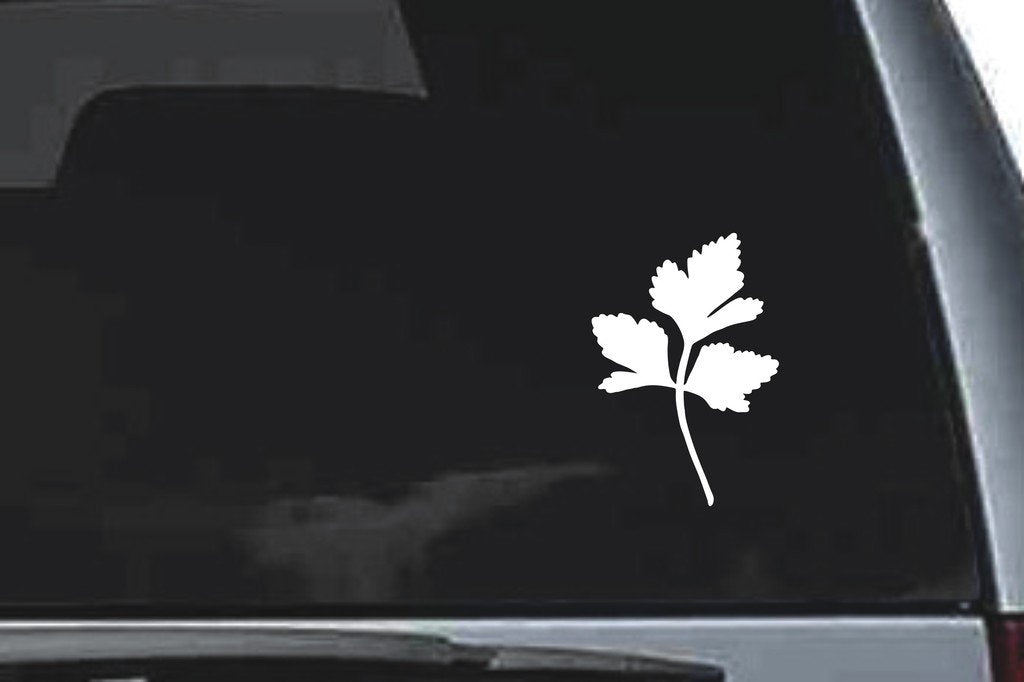 Picniva Serrated Leaf Sprig Design30 Vinyl Car Window Decal, Approx 5 in