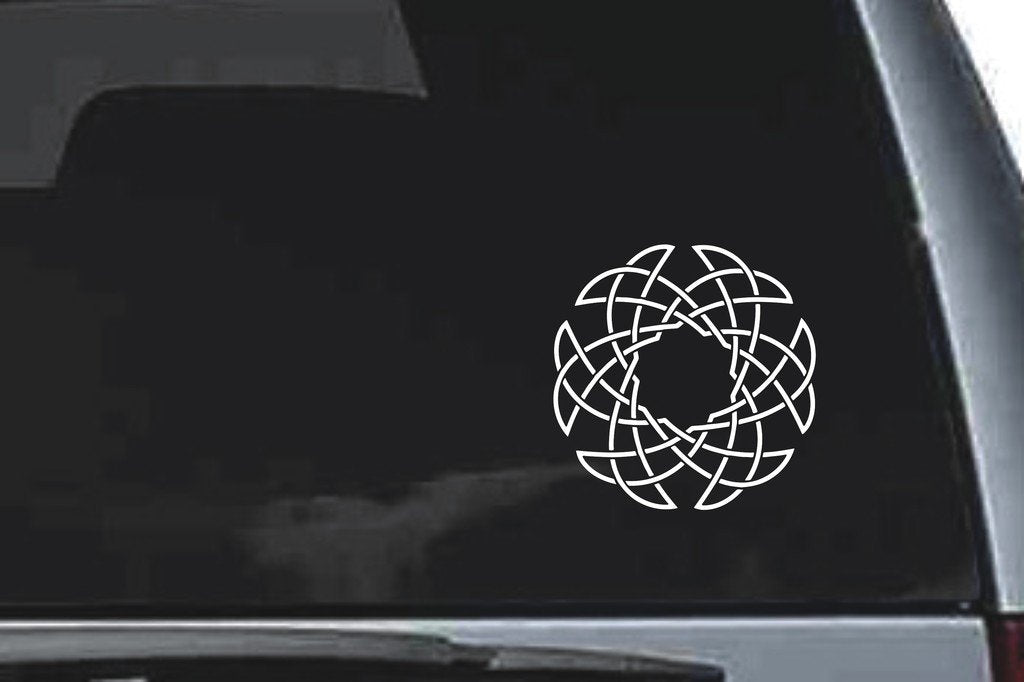 Picniva Interlaced Rosette Sty29 Vinyl Car Window Decal, Approx 5 in