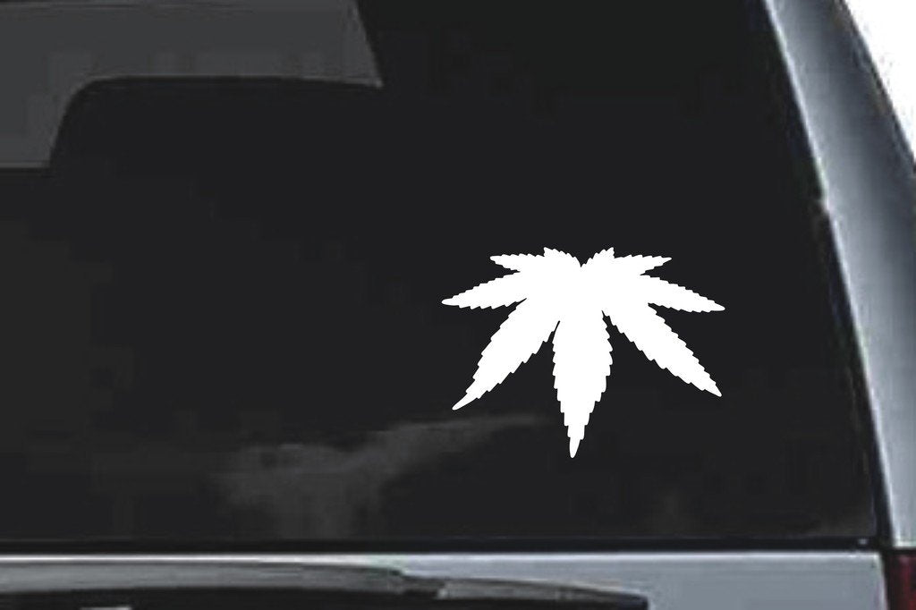 Picniva Narrow Lobed Leaf Design67 Vinyl Car Window Decal, Approx 5 in