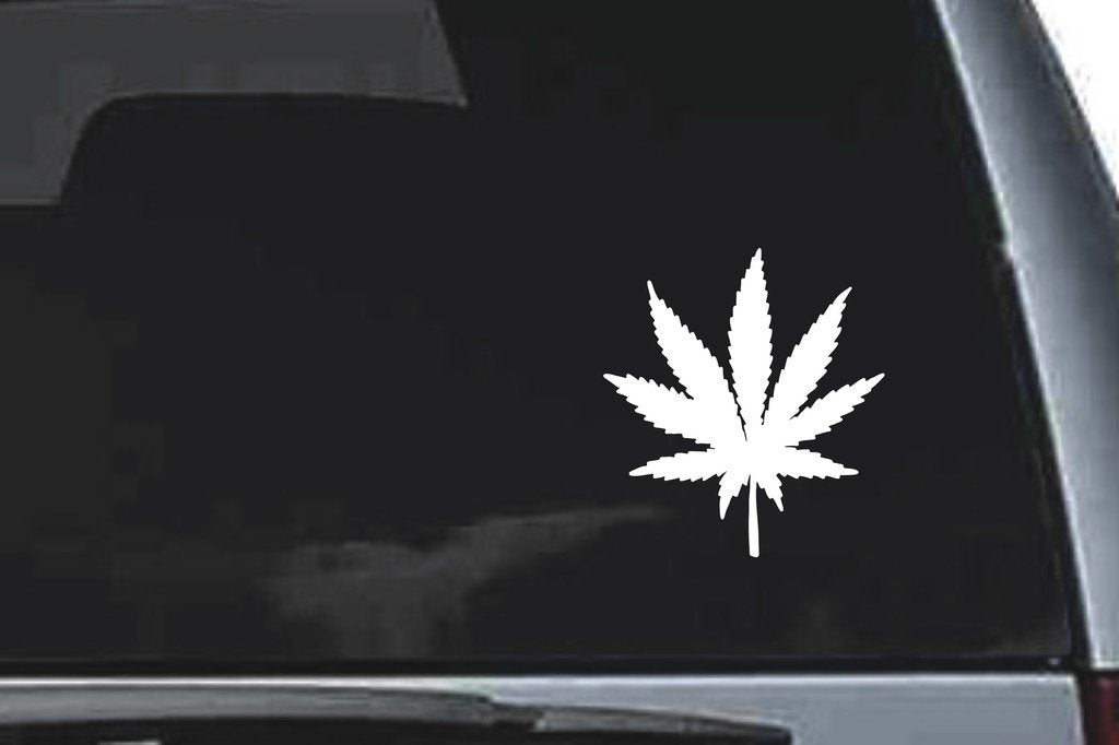 Picniva Hemp Leaf Design92 Vinyl Car Window Decal, Approx 5 in