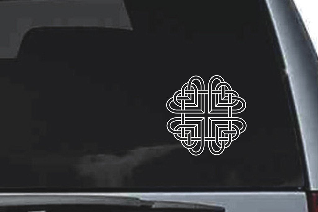 Picniva Rounded Woven Knot Sty55 Vinyl Car Window Decal, Approx 5 in