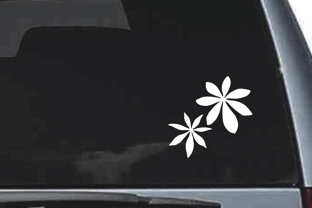 Picniva Two Daisy Blossoms Design59 Vinyl Car Window Decal, Approx 5 in