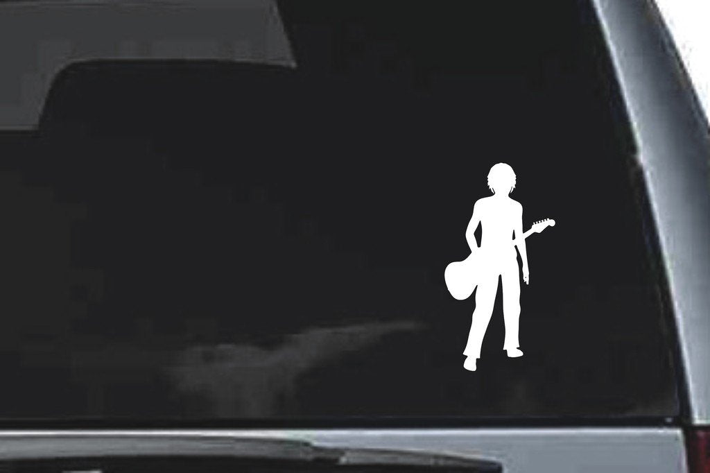 Picniva Guitar Sty25 Vinyl Car Window Decal, Approx 5 in