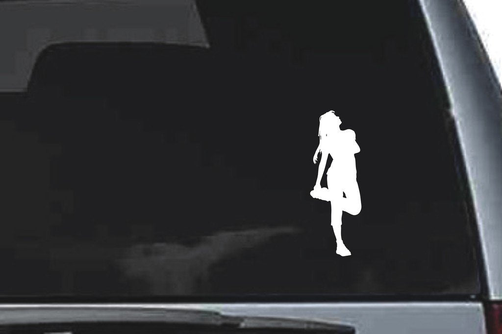 Picniva Stretching Sty5 Vinyl Car Window Decal, Approx 5 in