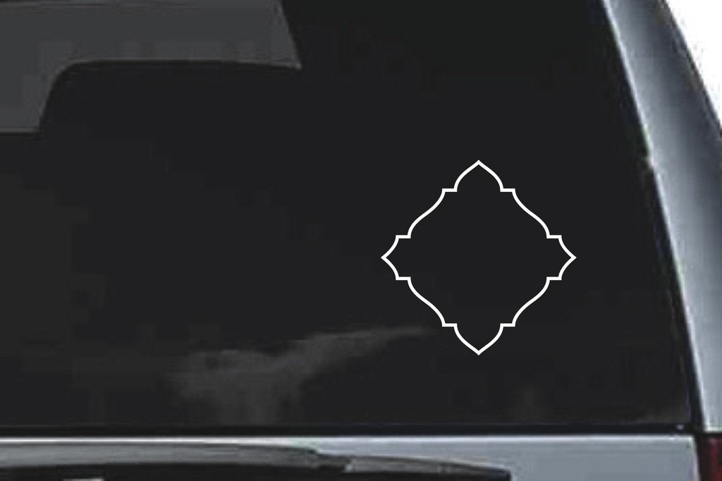 Picniva Scalloped Diamond Frame Sty109 Vinyl Car Window Decal, Approx 5 in