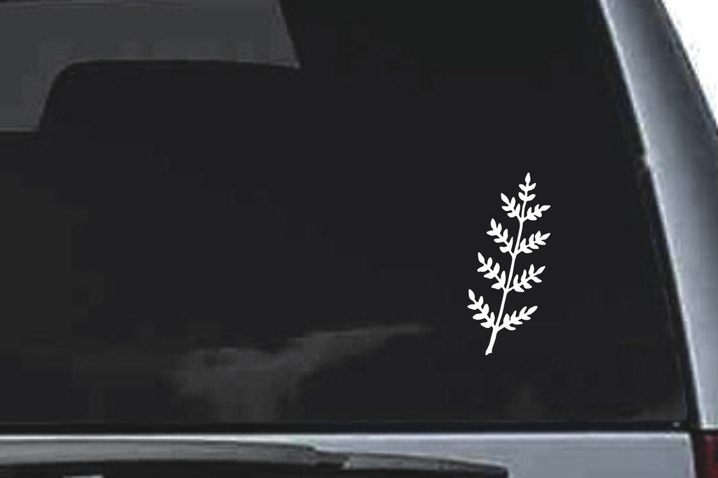 Picniva Fine Leafy Sprig Design109 Vinyl Car Window Decal, Approx 5 in
