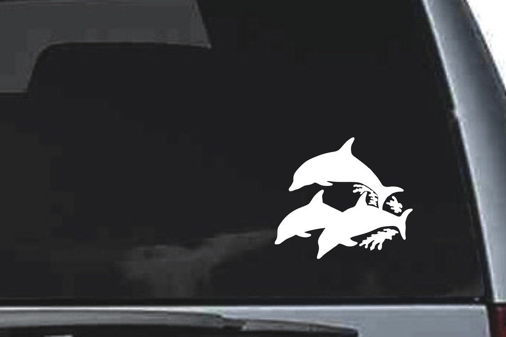 Picniva Dolphin Sty11 Vinyl Car Window Decal, Approx 5 in