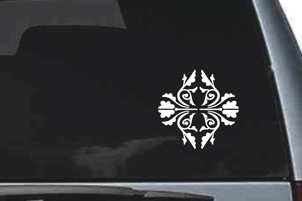 Picniva Pointed Floral Diamond Sty77 Vinyl Car Window Decal, Approx 5 in