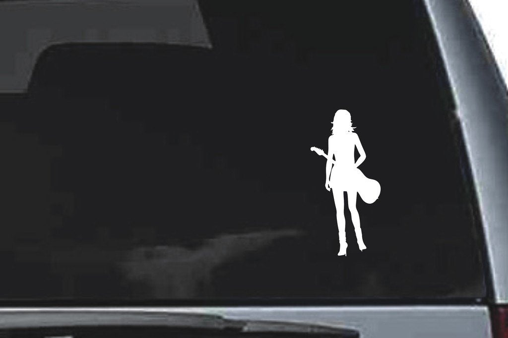 Picniva Guitar Sty28 Vinyl Car Window Decal, Approx 5 in