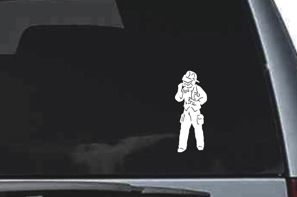 Picniva Fireman Sty67 Vinyl Car Window Decal, Approx 5 in