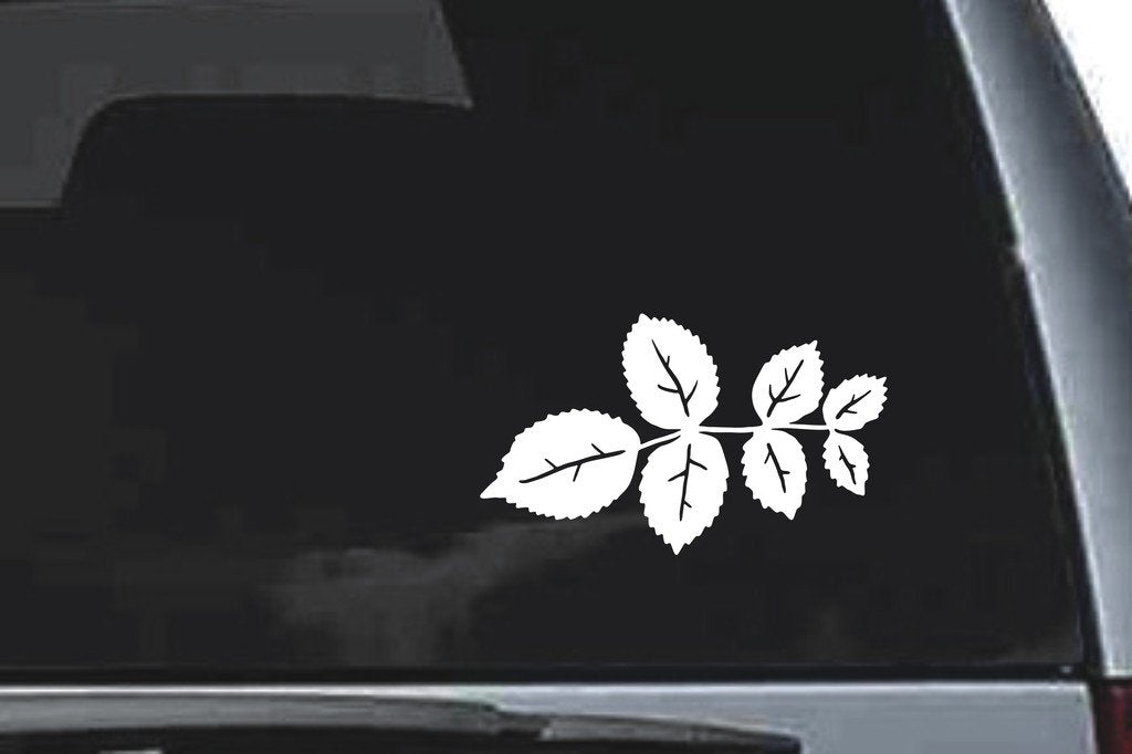 Picniva Veined Leaf Sprig Design22 Vinyl Car Window Decal, Approx 5 in