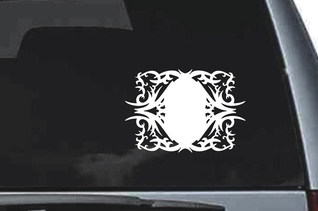 Picniva Oval Floral Frame Sty22 Vinyl Car Window Decal, Approx 5 in