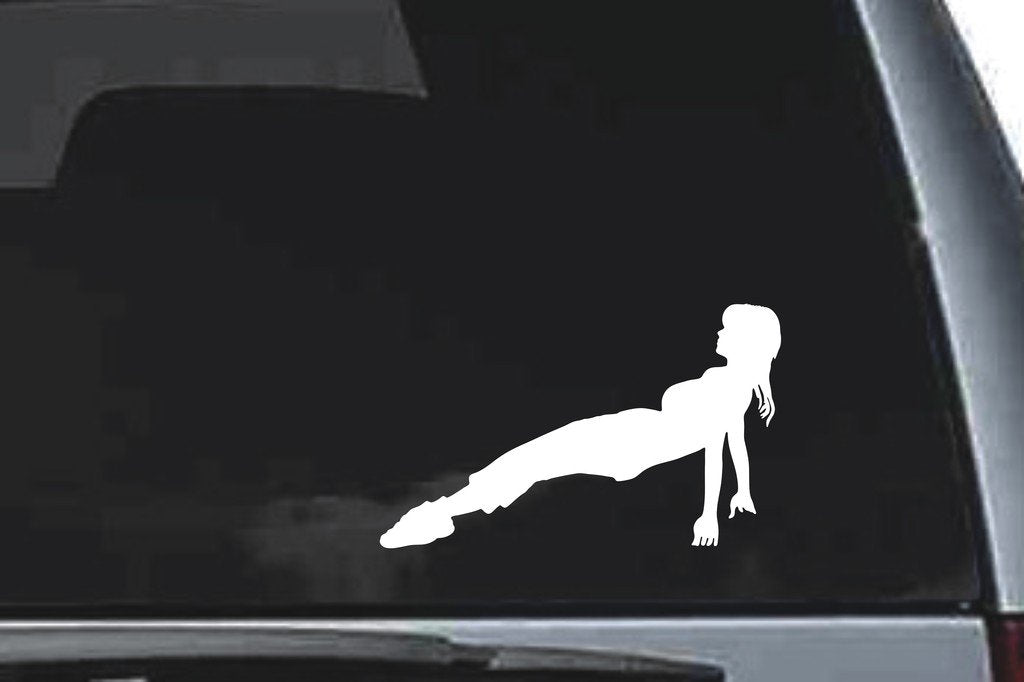 Picniva Stretching Sty1 Vinyl Car Window Decal, Approx 5 in