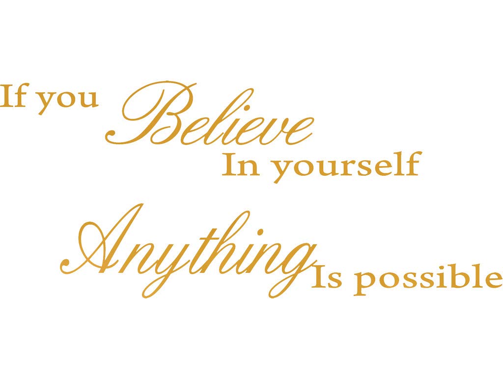 Picniva Believe in Yourself Wall Decal, Gold Chrome Mirror, 22 x 9 inches