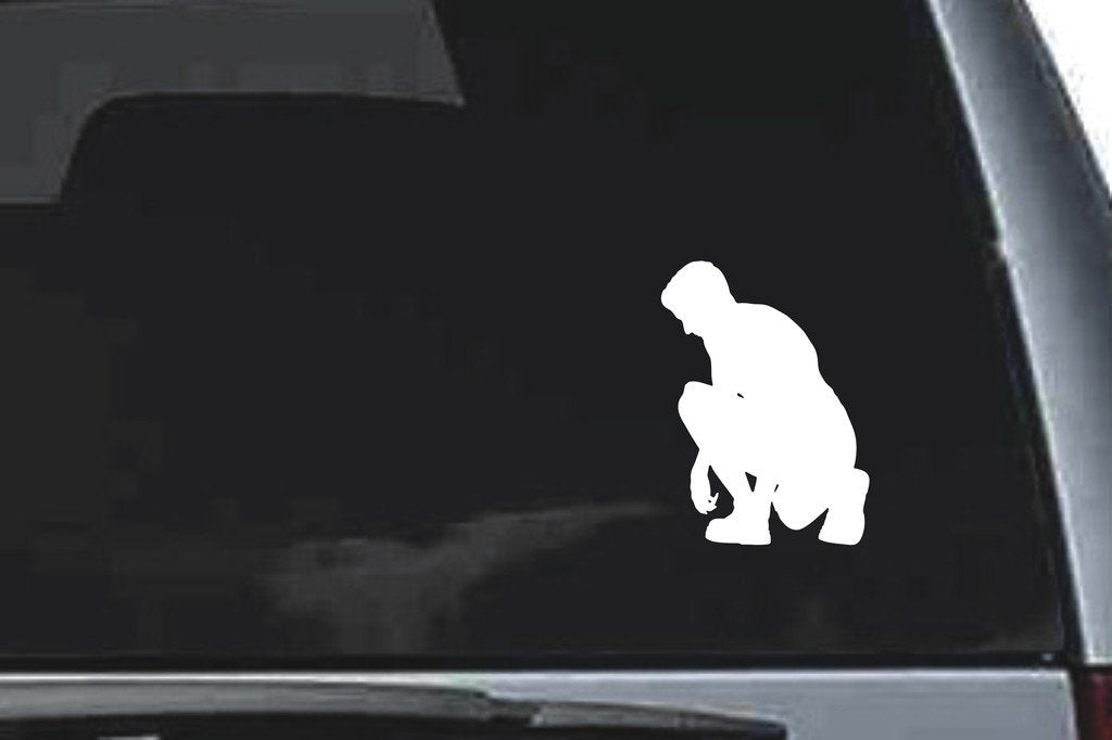 Picniva Kneeling Sty2 Vinyl Car Window Decal, Approx 5 in