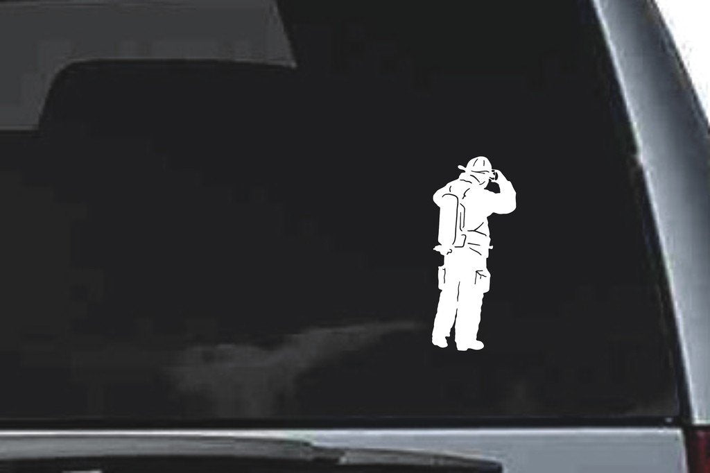 Picniva Fireman Sty14 Vinyl Car Window Decal, Approx 5 in