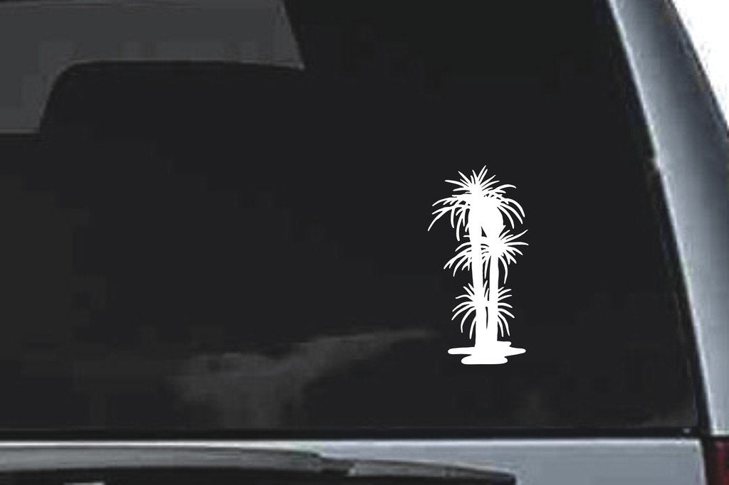 Picniva Palm Tree Pair Design56 Vinyl Car Window Decal, Approx 5 in