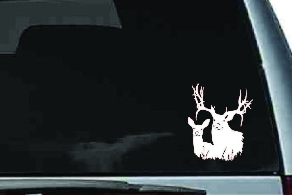 Picniva Deer Family Sty4 Vinyl Car Window Decal, Approx 5 in