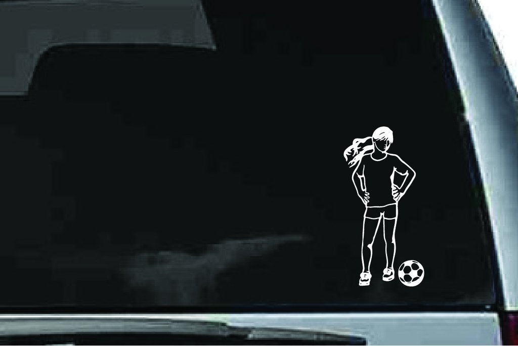 Picniva Soccer Girl Sty46 Vinyl Car Window Decal, Approx 5 in