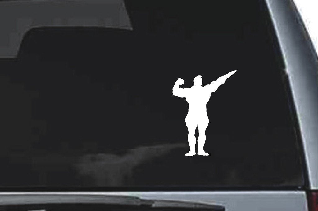 Picniva Muscle Man Sty8 Vinyl Car Window Decal, Approx 5 in