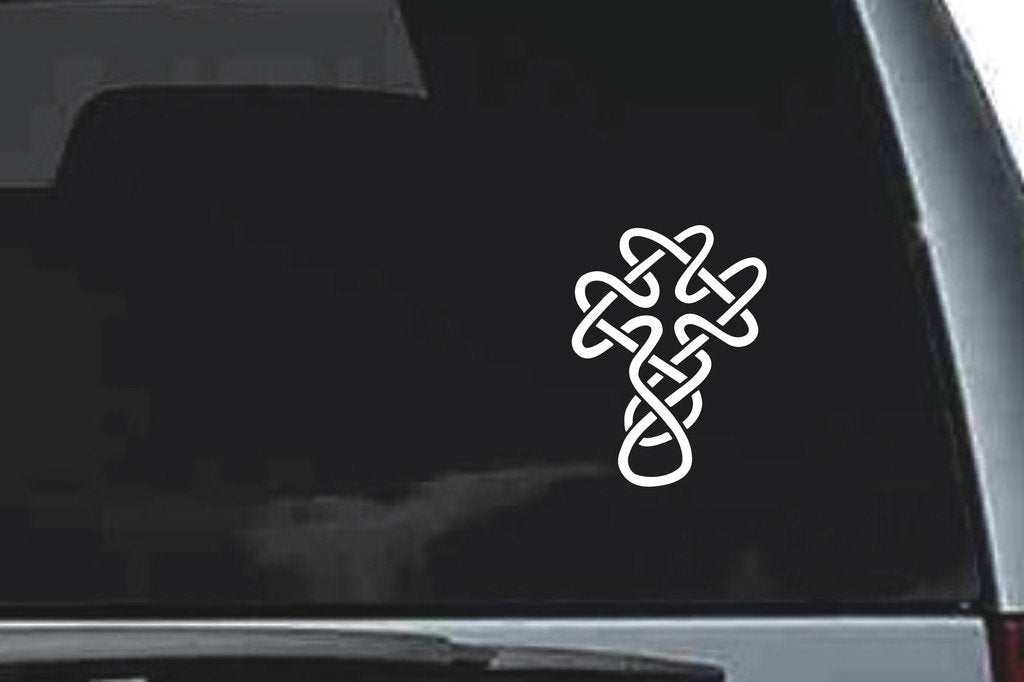 Picniva Vertical Celtic Knot Sty87 Vinyl Car Window Decal, Approx 5 in