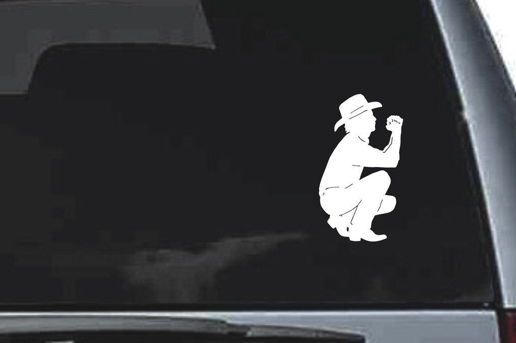 Picniva Cowboy Sty3 Vinyl Car Window Decal, Approx 5 in