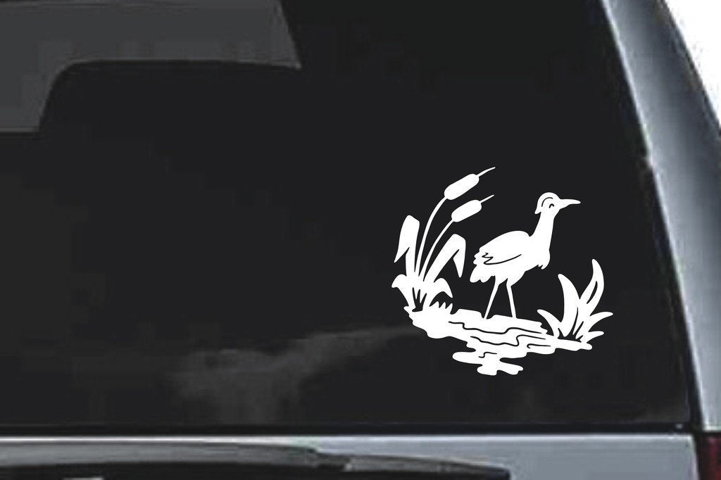 Picniva Wetland Bird Scene Sty1 Vinyl Car Window Decal, Approx 5 in